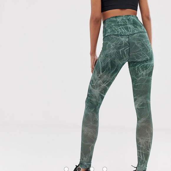 Nike Power Studio High-Rise Performance Tights Green Mesh Compression Size M - Picture 3 of 9